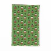 christmas pudding fabric // christmas fabric, cute christmas fabric, kawaii christmas fabric, andrea lauren fabric, cute design, kids christmas fabric, christmas pudding gift wrap, christmas wrapping paper -  green