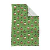 christmas pudding fabric // christmas fabric, cute christmas fabric, kawaii christmas fabric, andrea lauren fabric, cute design, kids christmas fabric, christmas pudding gift wrap, christmas wrapping paper -  green