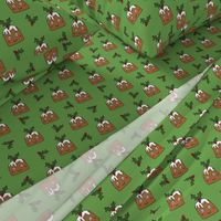 christmas pudding fabric // christmas fabric, cute christmas fabric, kawaii christmas fabric, andrea lauren fabric, cute design, kids christmas fabric, christmas pudding gift wrap, christmas wrapping paper -  green