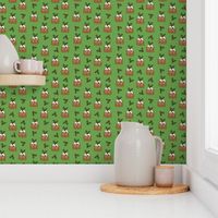 christmas pudding fabric // christmas fabric, cute christmas fabric, kawaii christmas fabric, andrea lauren fabric, cute design, kids christmas fabric, christmas pudding gift wrap, christmas wrapping paper -  green