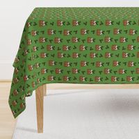 christmas pudding fabric // christmas fabric, cute christmas fabric, kawaii christmas fabric, andrea lauren fabric, cute design, kids christmas fabric, christmas pudding gift wrap, christmas wrapping paper -  green