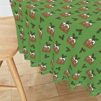 christmas pudding fabric // christmas fabric, cute christmas fabric, kawaii christmas fabric, andrea lauren fabric, cute design, kids christmas fabric, christmas pudding gift wrap, christmas wrapping paper -  green