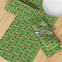 christmas pudding fabric // christmas fabric, cute christmas fabric, kawaii christmas fabric, andrea lauren fabric, cute design, kids christmas fabric, christmas pudding gift wrap, christmas wrapping paper -  green