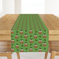 christmas pudding fabric // christmas fabric, cute christmas fabric, kawaii christmas fabric, andrea lauren fabric, cute design, kids christmas fabric, christmas pudding gift wrap, christmas wrapping paper -  green