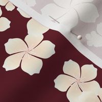 Ivory White Raining Blossoms on Red Ombre