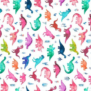 Tiny Multicolored Dinos on White Rotated