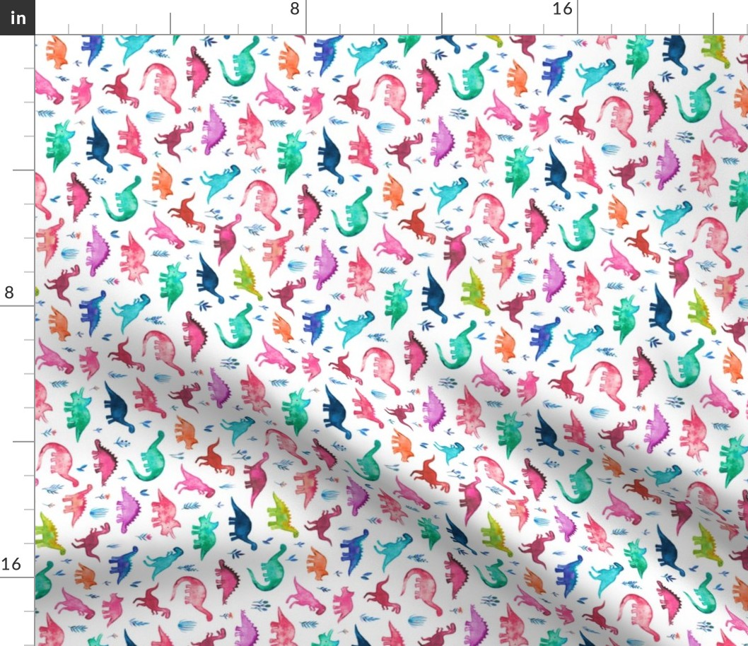 Tiny Multicolored Dinos on White Rotated