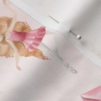 10" Little Cute Ballerinas, Cats,Unicorns and Balloons on blush pink watercolor background