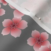 Pink Raining Blossoms on Gray Ombre