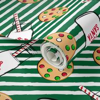 Milk and cookies for Santa - green stripes