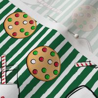 Milk and cookies for Santa - green stripes