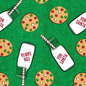 milk and cookies for santa - green woven