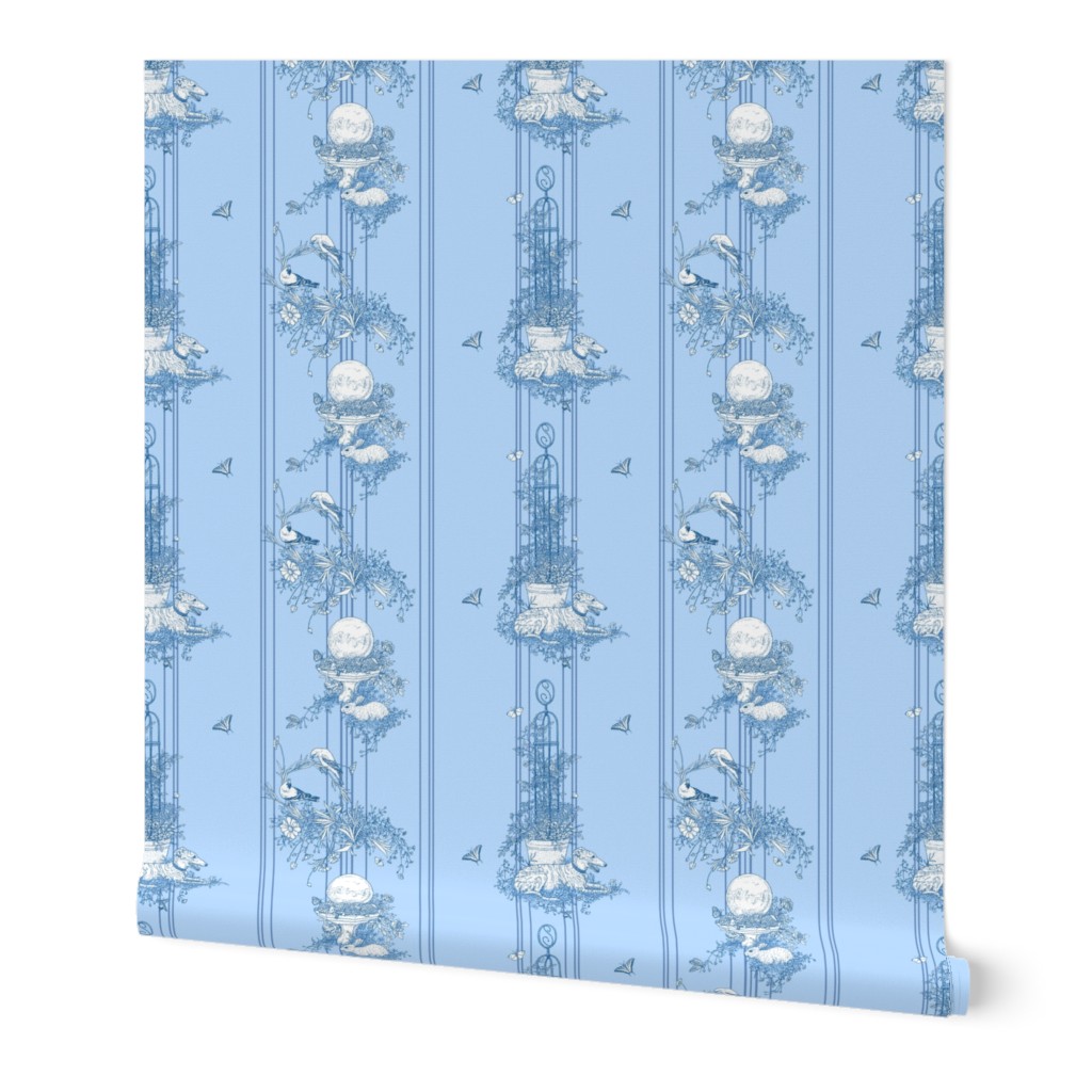 My Garden Toile Stripe Small Blue 