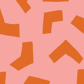 GEOMETRIC ABSTRACT SHAPES PATTERN/CORAL & PINK