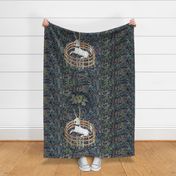 The Unicorn Is In Captivity ~ Floral Tapestry ~ Blue ~ NON REPEATING SQUARE  
