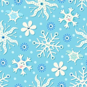 Monster Snowflakes on Teal