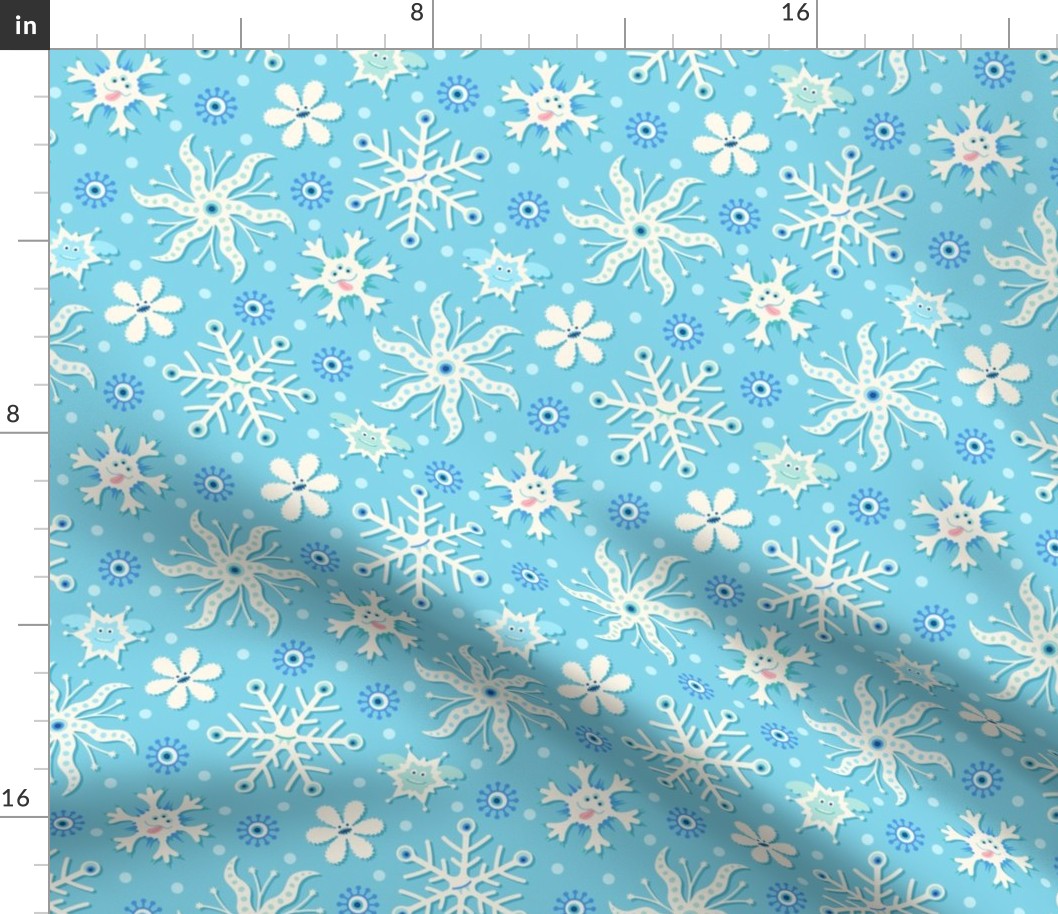 Monster Snowflakes on Teal