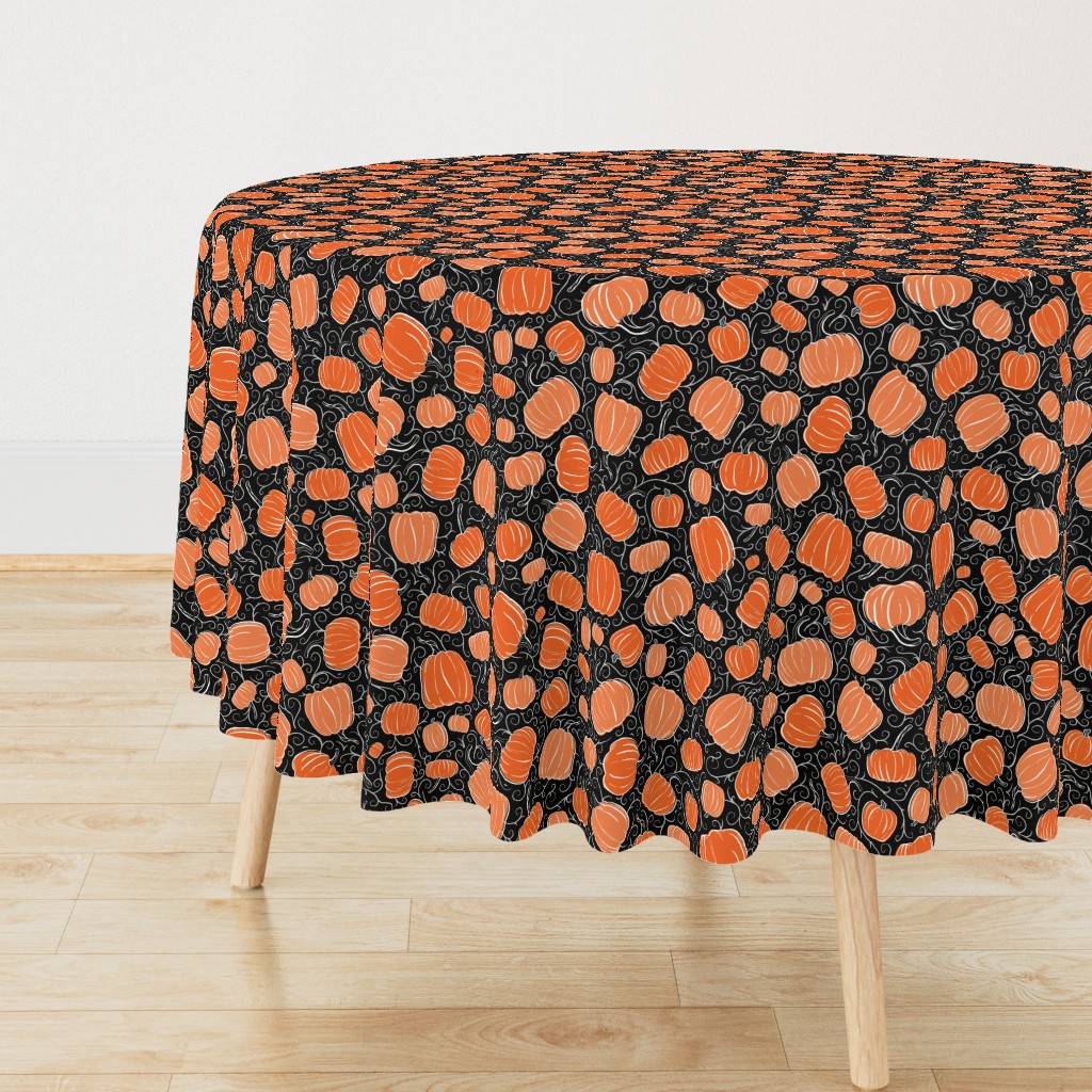 Orange + Black Pumpkin Patch with Textured Swirl Background // Fall Holiday Print Lovely for Halloween and Thanksgiving