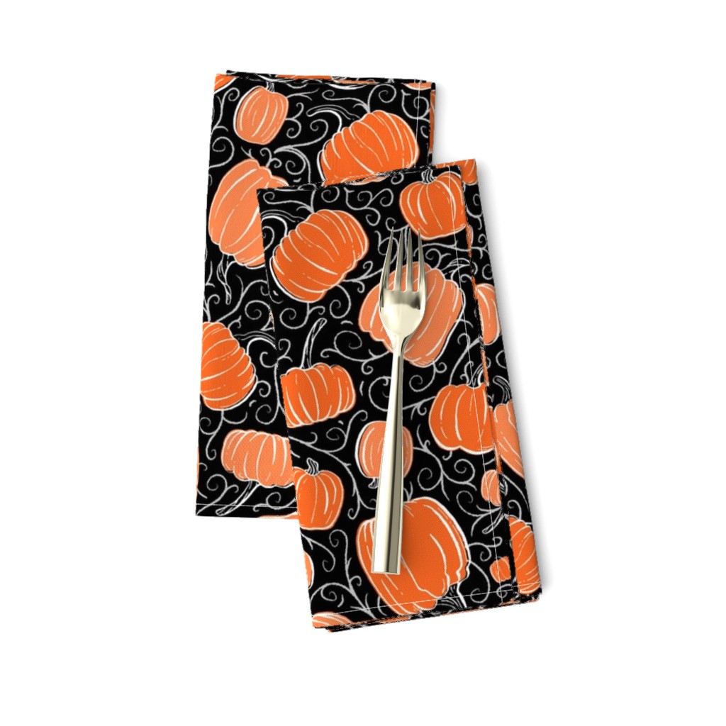 Orange + Black Pumpkin Patch with Textured Swirl Background // Fall Holiday Print Lovely for Halloween and Thanksgiving