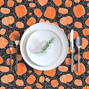 Orange + Black Pumpkin Patch with Textured Swirl Background // Fall Holiday Print Lovely for Halloween and Thanksgiving