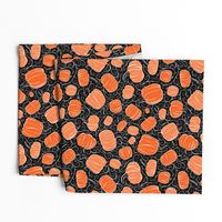 Orange + Black Pumpkin Patch with Textured Swirl Background // Fall Holiday Print Lovely for Halloween and Thanksgiving