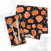 Orange + Black Pumpkin Patch with Textured Swirl Background // Fall Holiday Print Lovely for Halloween and Thanksgiving