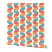 Vertical ribbons teal coral orange Wallpaper