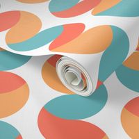 Vertical ribbons teal coral orange Wallpaper