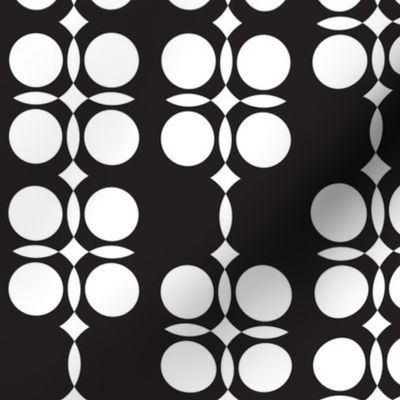 Mod circle flowers hanging black white MCM Wallpaper