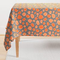 Orange + Gray Pumpkin Patch with Textured Swirl Background // Fall Holiday Print Lovely for Halloween and Thanksgiving