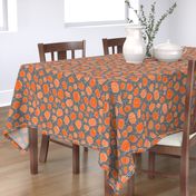 Orange + Gray Pumpkin Patch with Textured Swirl Background // Fall Holiday Print Lovely for Halloween and Thanksgiving