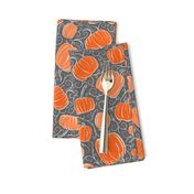 Orange + Gray Pumpkin Patch with Textured Swirl Background // Fall Holiday Print Lovely for Halloween and Thanksgiving