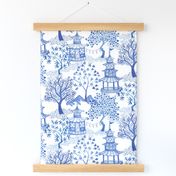 Pagoda Landscape in Blue (Drop Match)