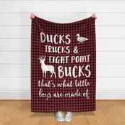 (2 yrds minky) Ducks, Trucks, & Eight Point Bucks that is what little boys are made of - buffalo plaid