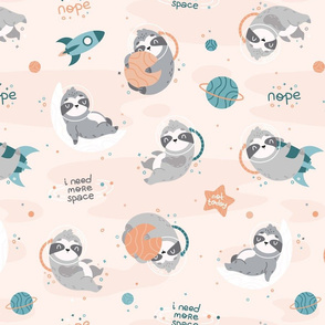 Space Sloth - peach grey BIG