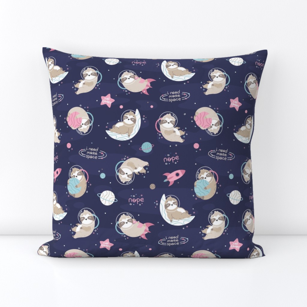 Space Sloth - girl navy pink blue BIG