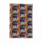 FLAMINGOS POND SUNSET JAPANESE ORANGE GOLD PURPLE DOTTED PRINT