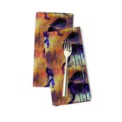 FLAMINGOS POND SUNSET JAPANESE ORANGE GOLD PURPLE DOTTED PRINT