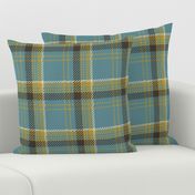 Modern Boucle Plaid Ivory Teal Brown