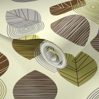 linear leaves neutral wallpaper cream