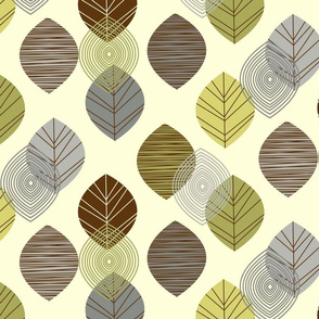 linear leaves neutral wallpaper cream