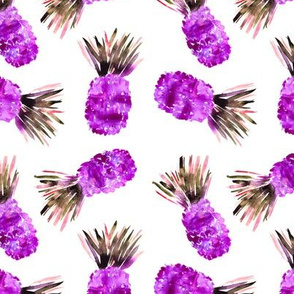 Fun watercolor pineapples in purple