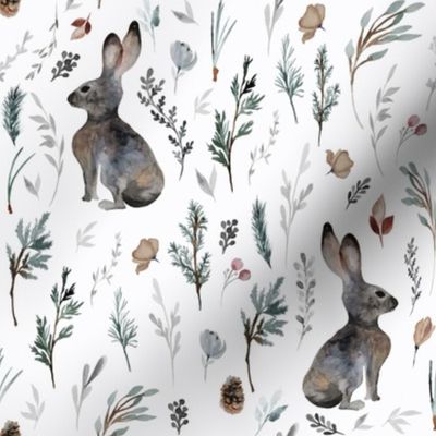 8" Woodland Bunnies // Lilac White
