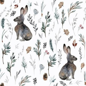 8" Woodland Bunnies // Lilac White