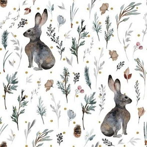 8" Woodland Bunnies // Gold Dots