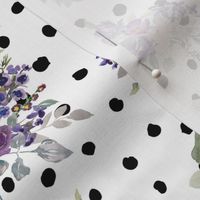 8" Country Garden Florals // Black Spotted Dots