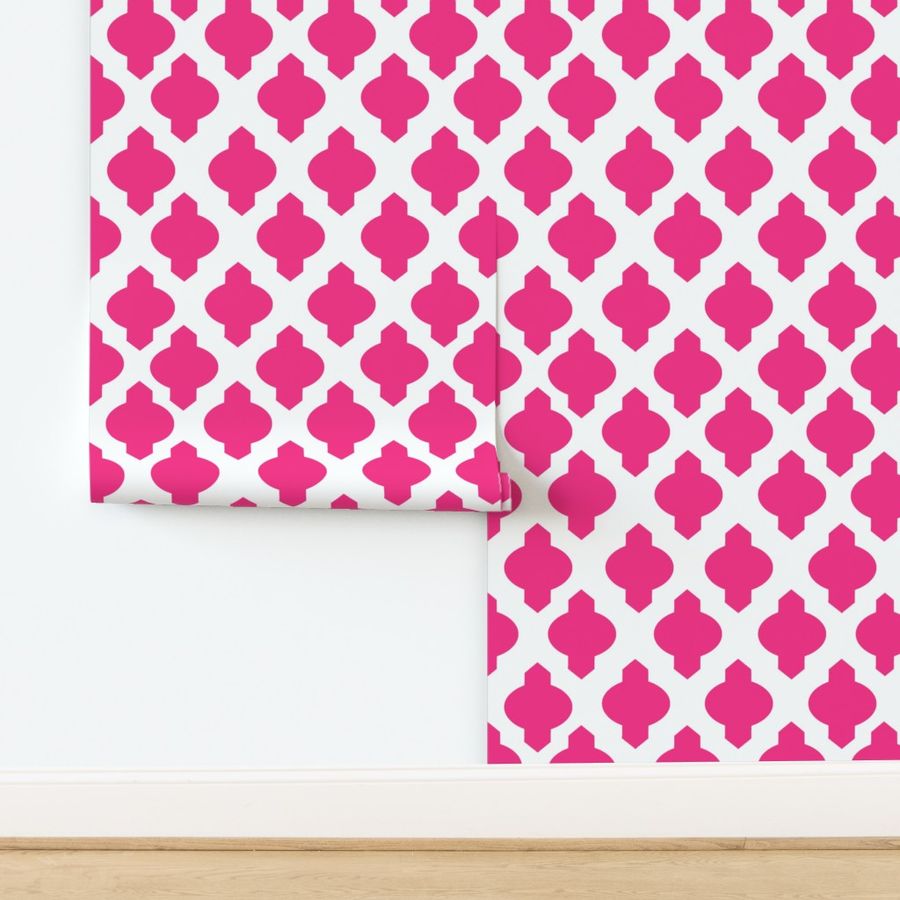 Moroccan Ogee Damask // Hot Pink