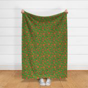 Orange + Green Pumpkin Patch with Textured Swirl Background // Fall Holiday Print Lovely for Halloween and Thanksgiving