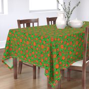 Orange + Green Pumpkin Patch with Textured Swirl Background // Fall Holiday Print Lovely for Halloween and Thanksgiving