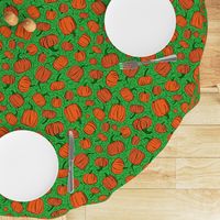 Orange + Green Pumpkin Patch with Textured Swirl Background // Fall Holiday Print Lovely for Halloween and Thanksgiving